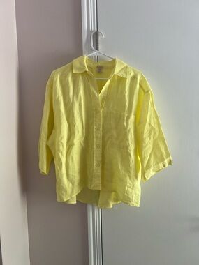 Lightweight Yellow Linen Button-Up Shirt